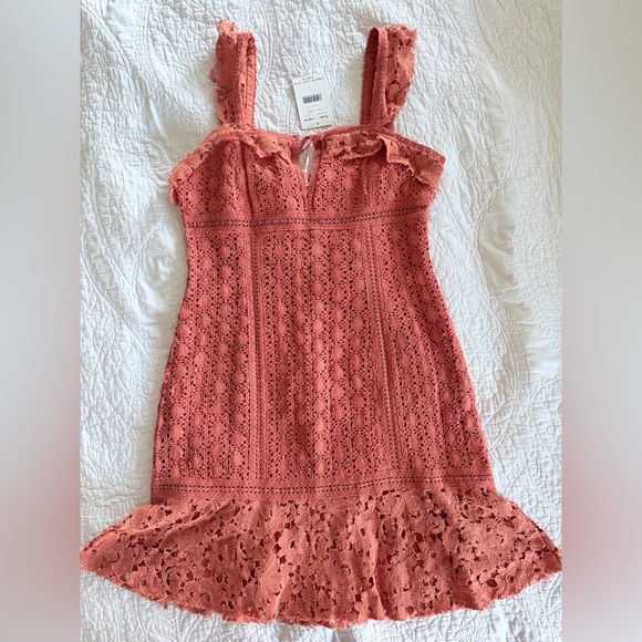 Free People Vibrant Orange Lace Midi Dress - Picture 2 of 5